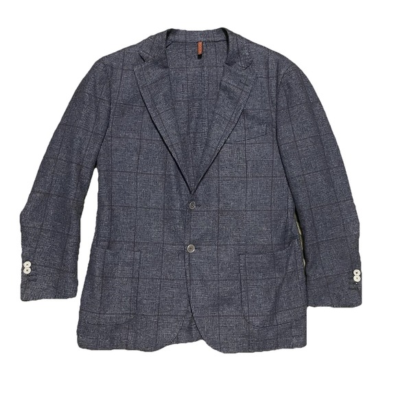 Eredi Pisano Academy Wool Bland Window Pane Plaid Sport Blazer Size 44R Academia